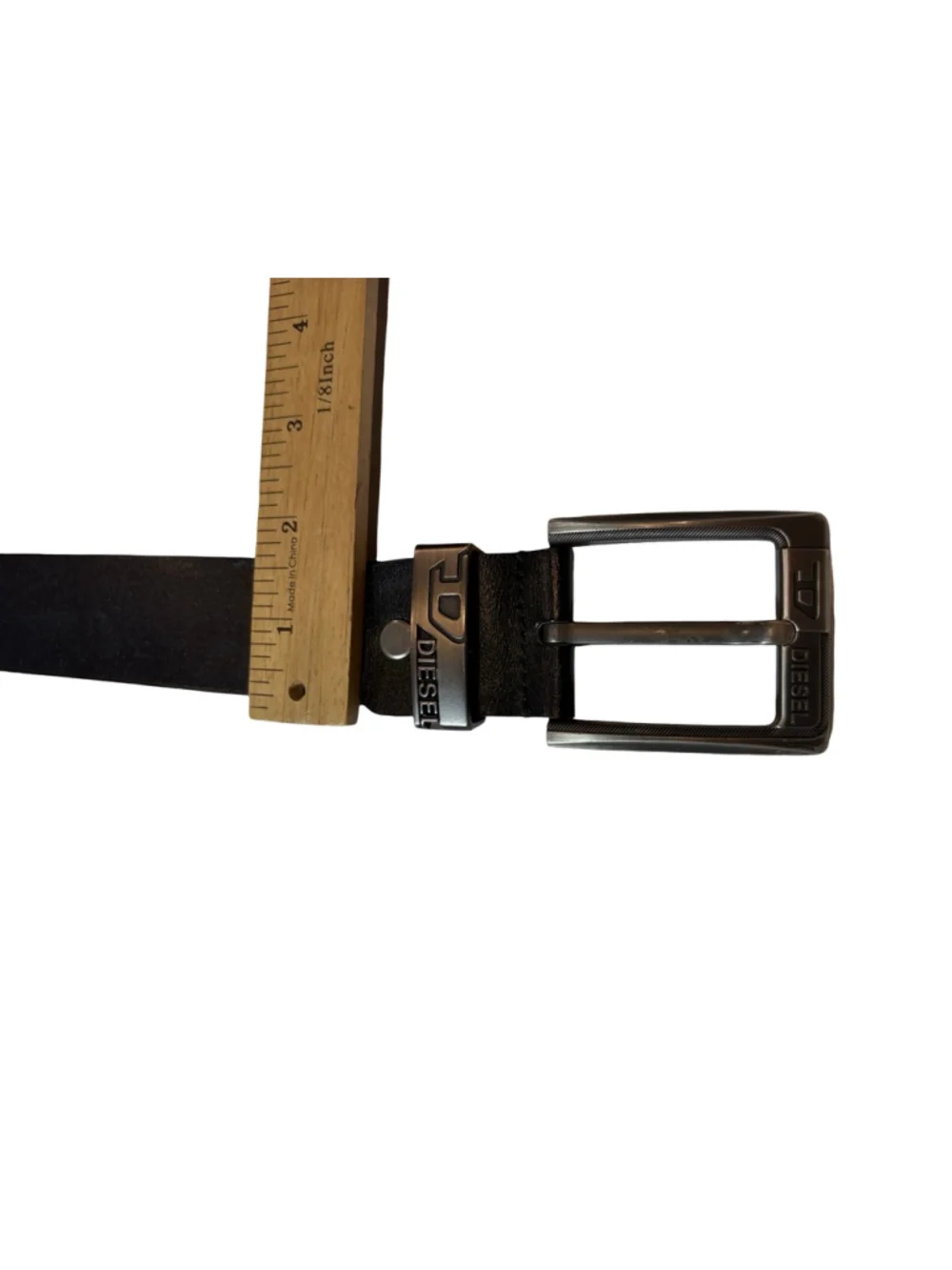 Diesel Black 100% Leather Logo Buckle Belt Men’s Size 48 120 Biker